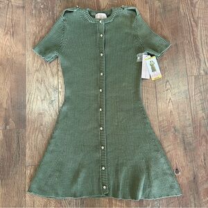 French Connection Mini Short Sleeve Sweater Dress Green Medium